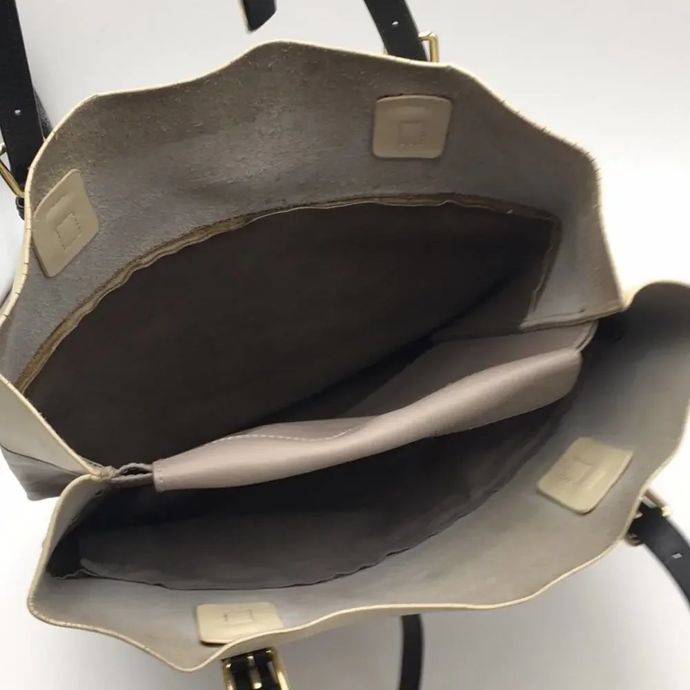 Vince Camuto gray leather tote bag 2 comp+pocket